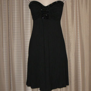 SAPA Black Jeweled Strapless A-Line Dress